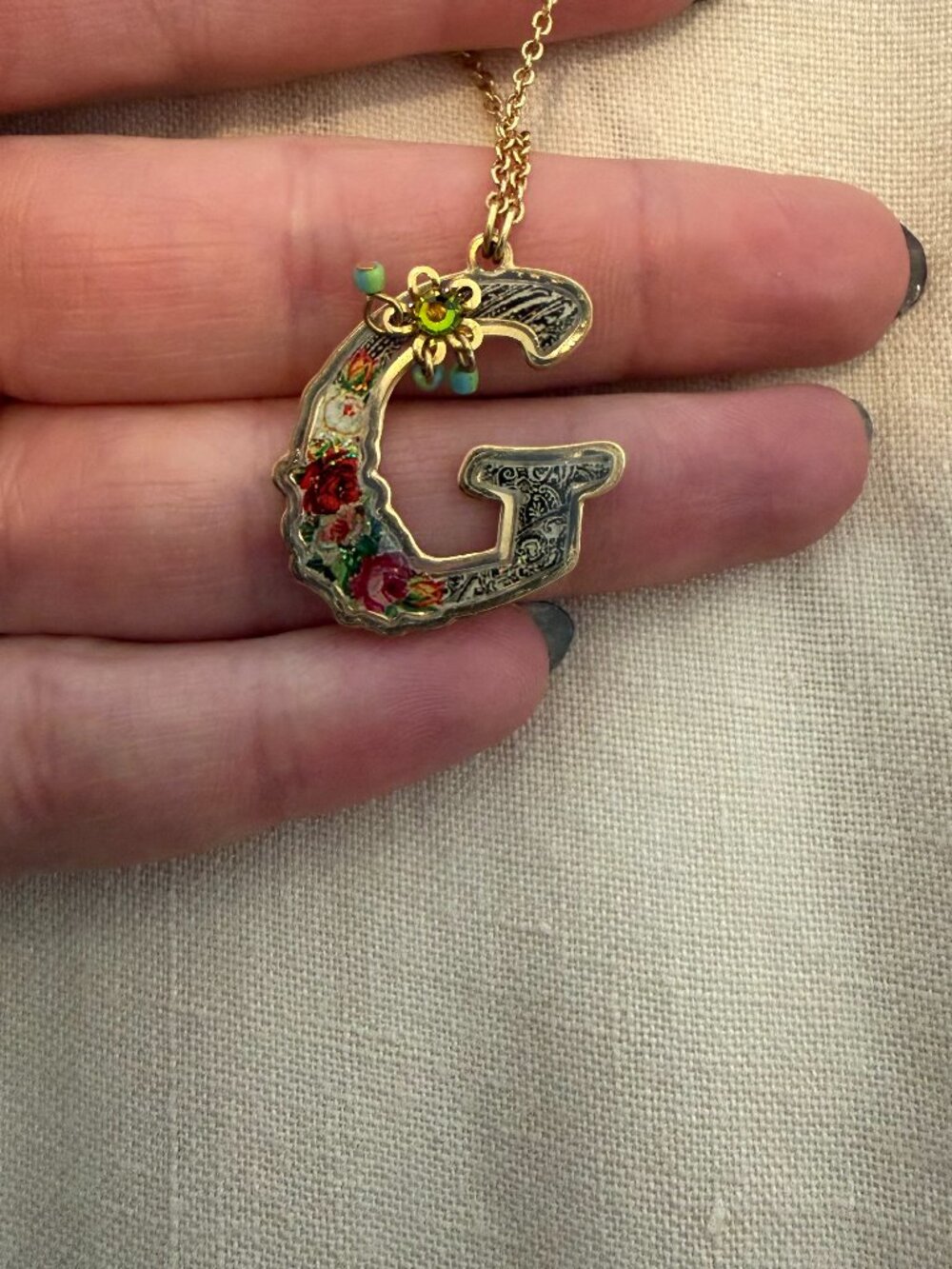 MICHAL NEGRIN "G" PENDANT NECKLACE